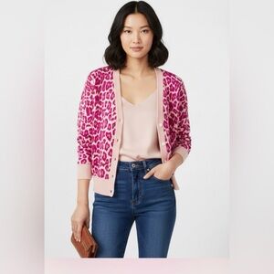 Banana republic pink cheetah cardigan Sz M